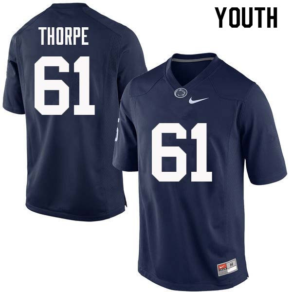 Youth #61 C.J. Thorpe Penn State Nittany Lions College Football Jerseys Sale-Navy